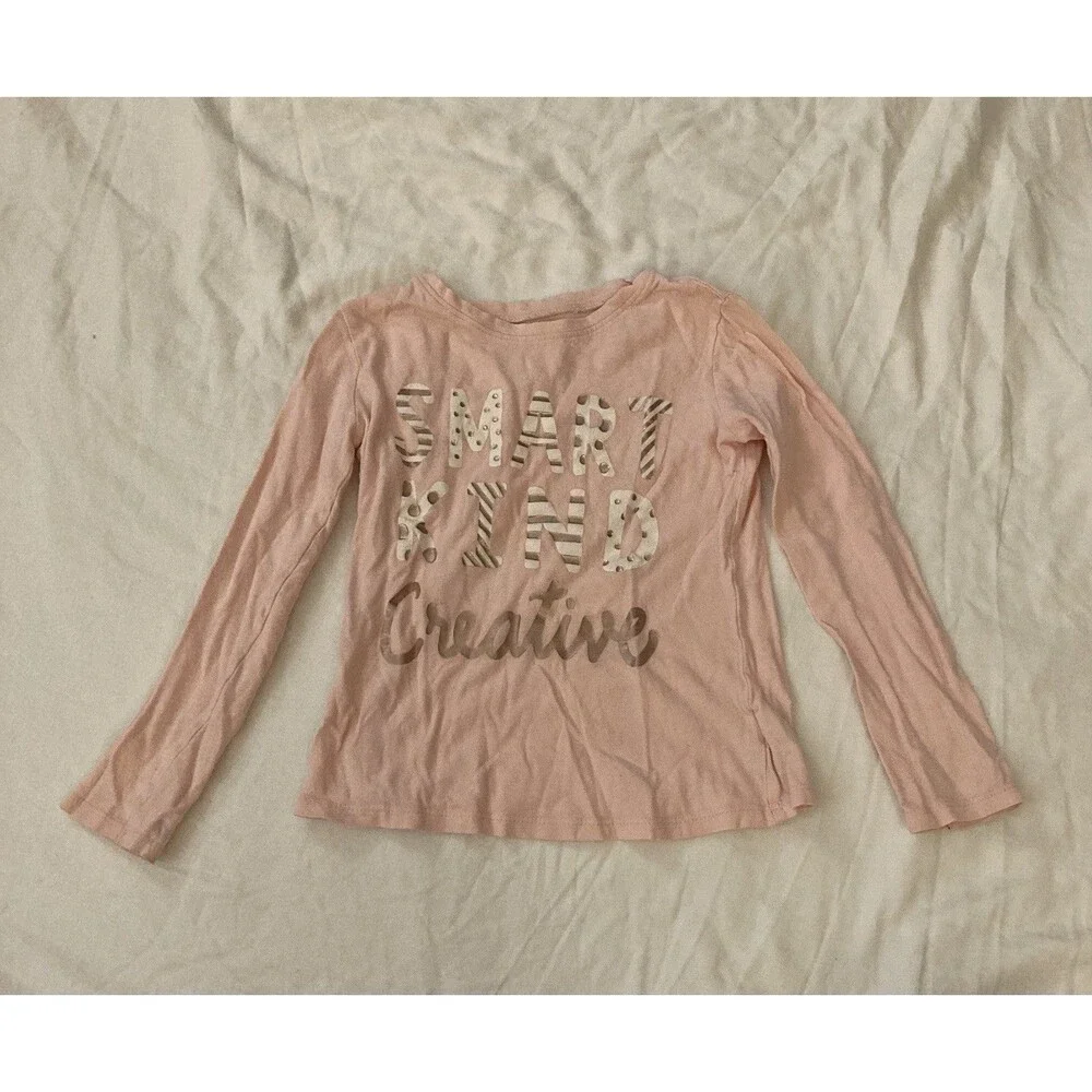 5T Old Navy girl clothes - one piece long sleeve top | text theme